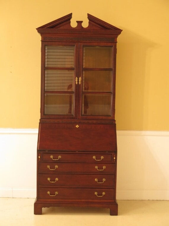 30056ec Century Mahogany Secretary Desk W Lighted Bookcase Etsy