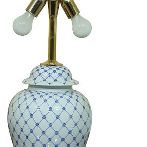 F53356EC: MANGANI White & Blue Porcelain Table Lamp