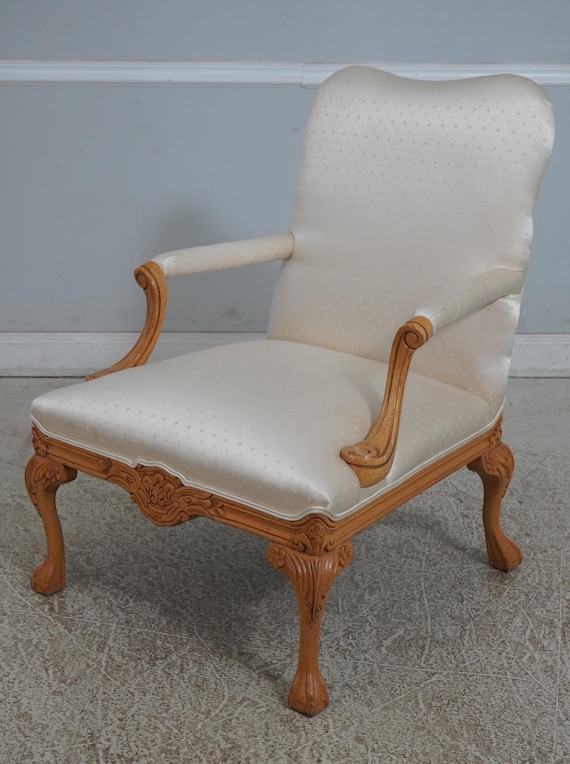 24778: ETHAN ALLEN Claw Foot Carved Open Library Chair - Etsy