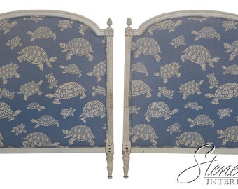 63248EC: Pair French Louis XV Style Painted Finish Twin Bed Headboards