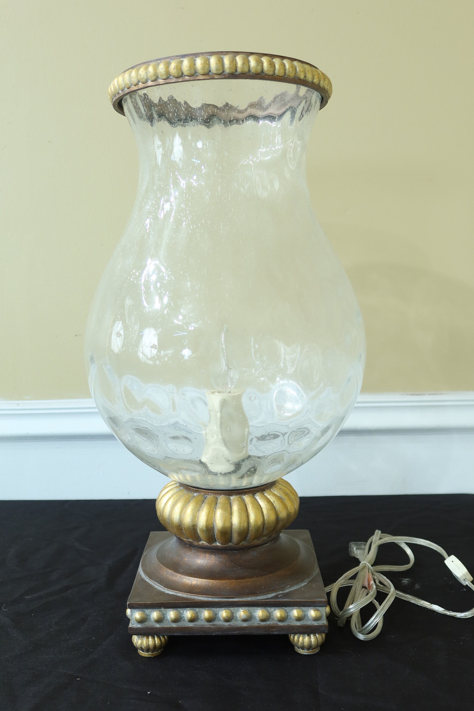 F51122EC Large Hurricane Glass Shade Lighted Lamp Etsy