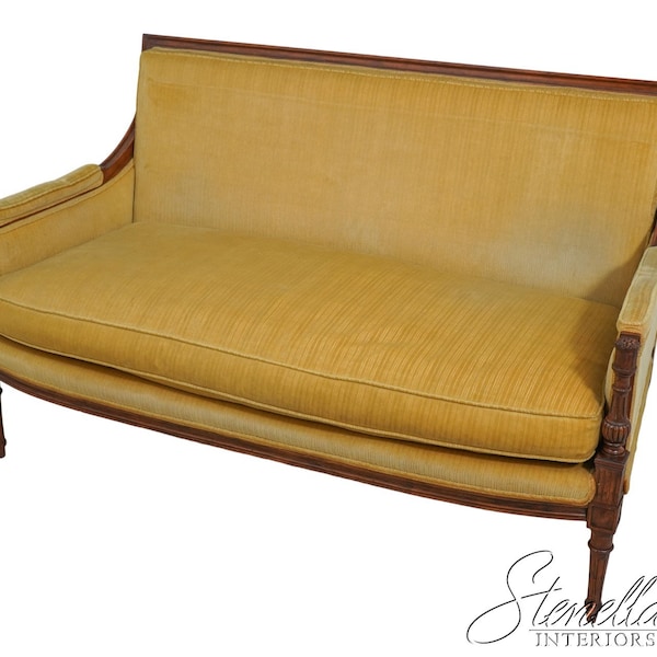 F61406EC: Vintage French Louis XVI Style Upholstered Loveseat