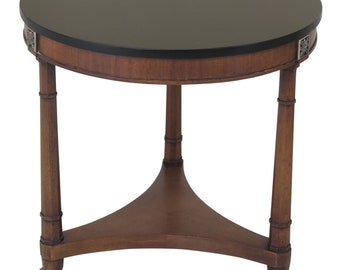 46191EC: DREXEL Round Neoclassical Side Table w. Brass Feet
