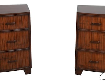 L70319: Pair ETHAN ALLEN Bamboo Bow Front Chests