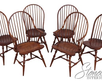 L72654: Set of 6 ROBERT BERGELIN Cherry Windsor Style Dining Room Chairs