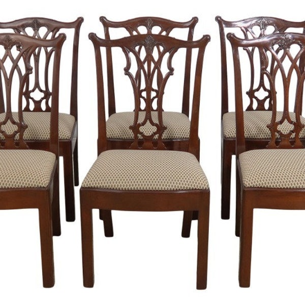 L60952EC: Set of 8 KARGES Chippendale Mahogany Dining Room Chairs