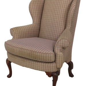 59008EC: KINDEL Queen Anne Mahogany Wing Back Chair