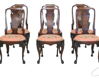 LF49990EC: Set Of 8 Vintage High Quality English Dining Room Chairs