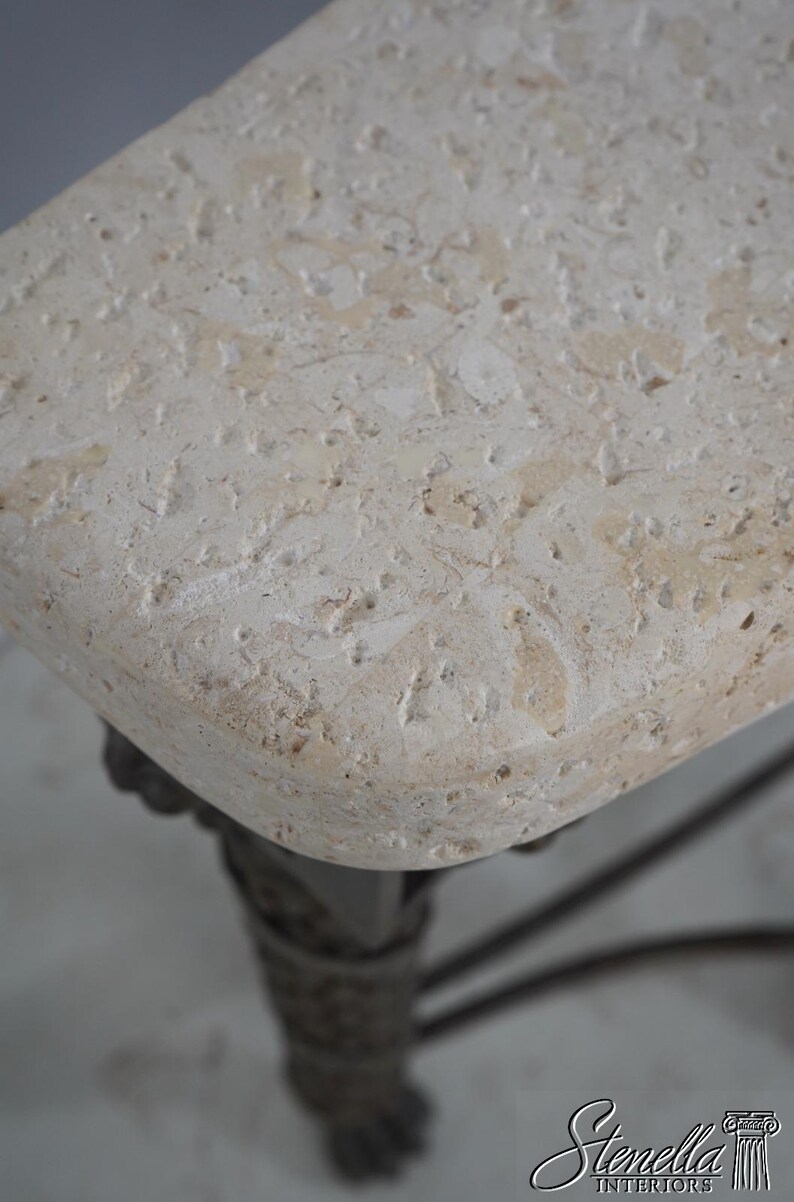 69626: MAITLAND SMITH Travertine Top Bronze Console Table zdjęcie 5