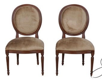 L59822EC: Set of 4 ETHAN ALLEN Medallion Back French Dining Chairs