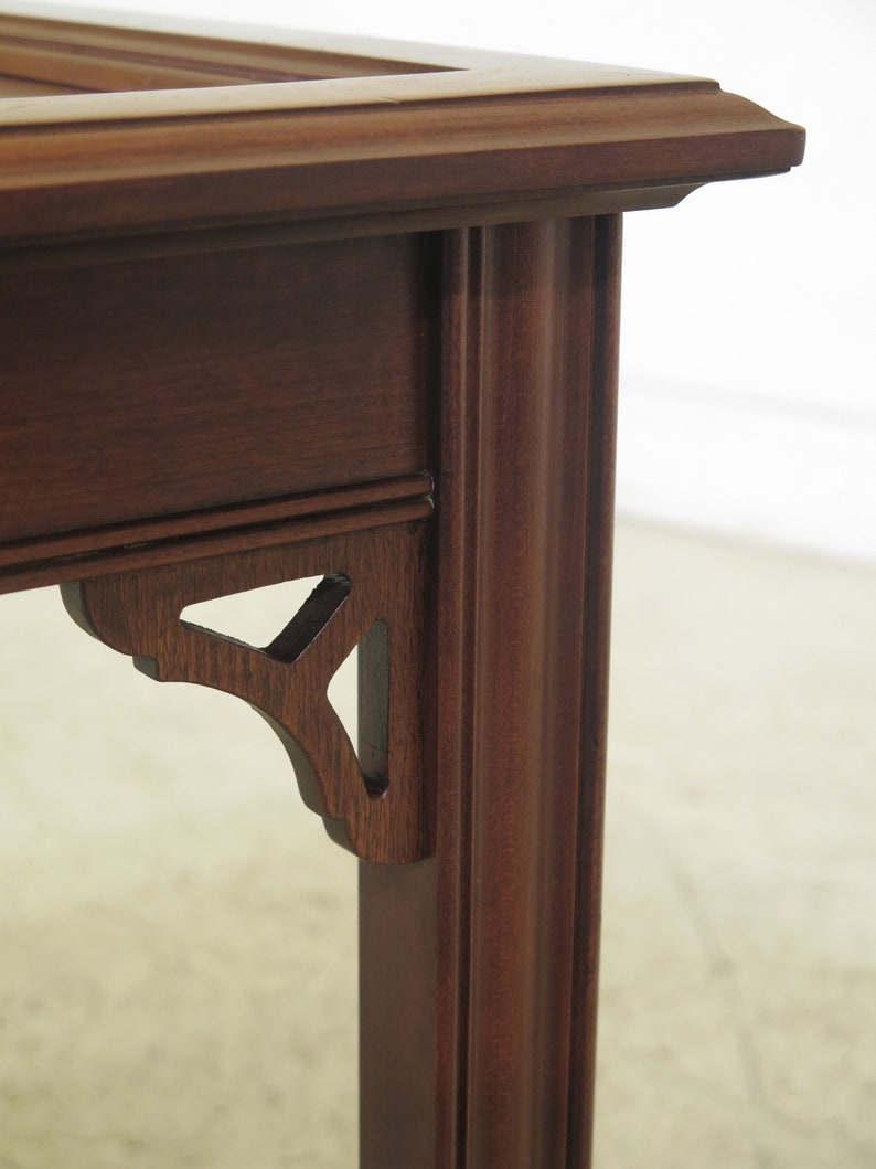 F47728EC Square Cherry Chippendale Style Occasional Table