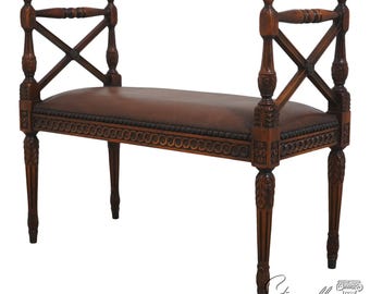 L72674: THEODORE ALEXANDER Regency Style Mahogany & Leather Window Bench