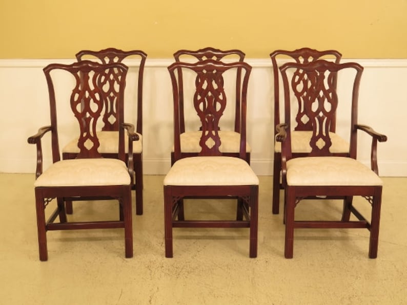 L45152ec Set Of 6 Knob Creek Chippendale Cherry Dining Room Chairs