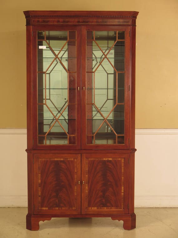 43524 Stickley Flame Mahogany Mirrored Back Lighted Corner Etsy