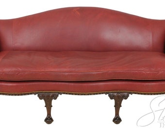 57882EC: KITTINGER Colonial Williamsburg Clawfoot Mahogany Leather Sofa