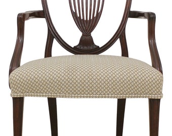 F55764EC: Vintage High Quality Shield Back Mahogany Armchair