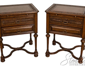 L70786: Pair Of JONATHAN CHARLES Oak 2 Drawer Side Tables - NEW