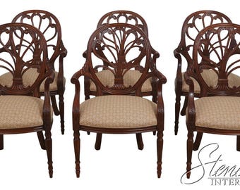 L72658: Set of 6 HICKORY CHAIR Mahogany Open Armchairs