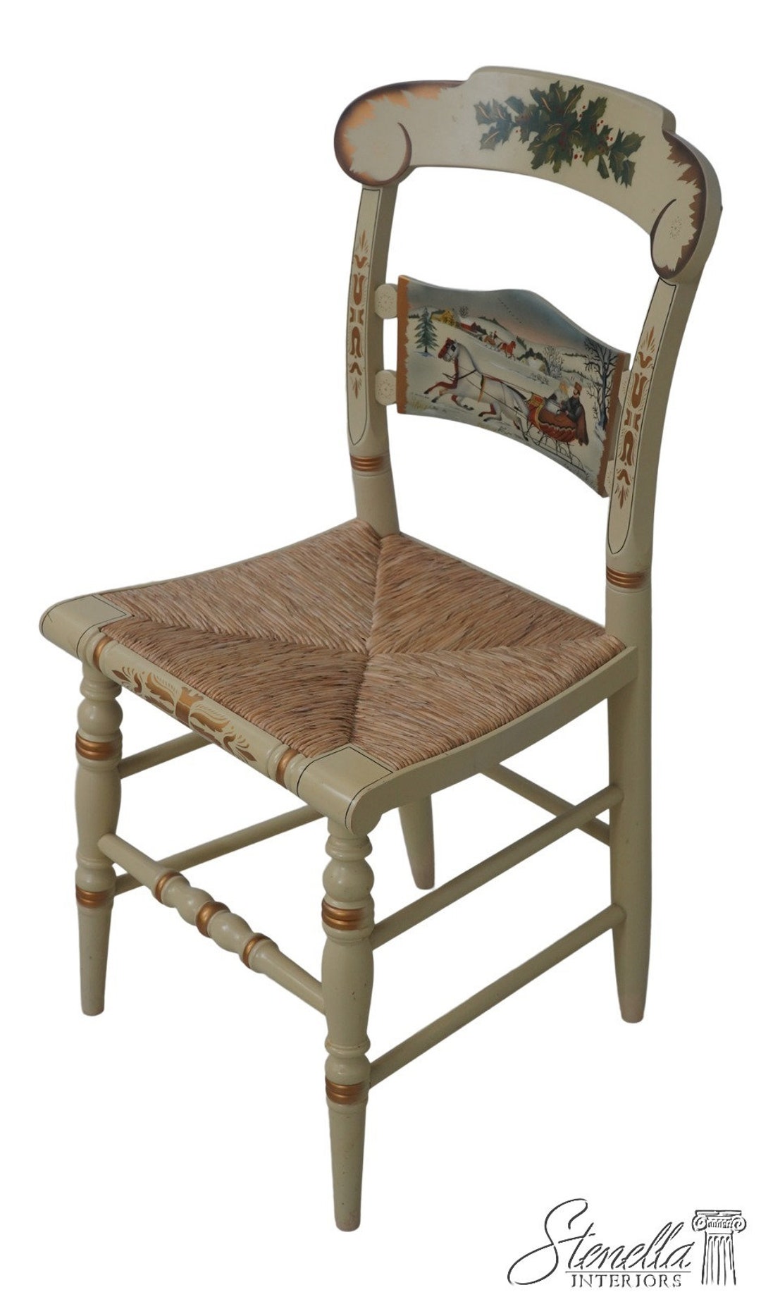 64767EC: HITCHCOCK Rush Seat Limited Edition Christmas Chair C