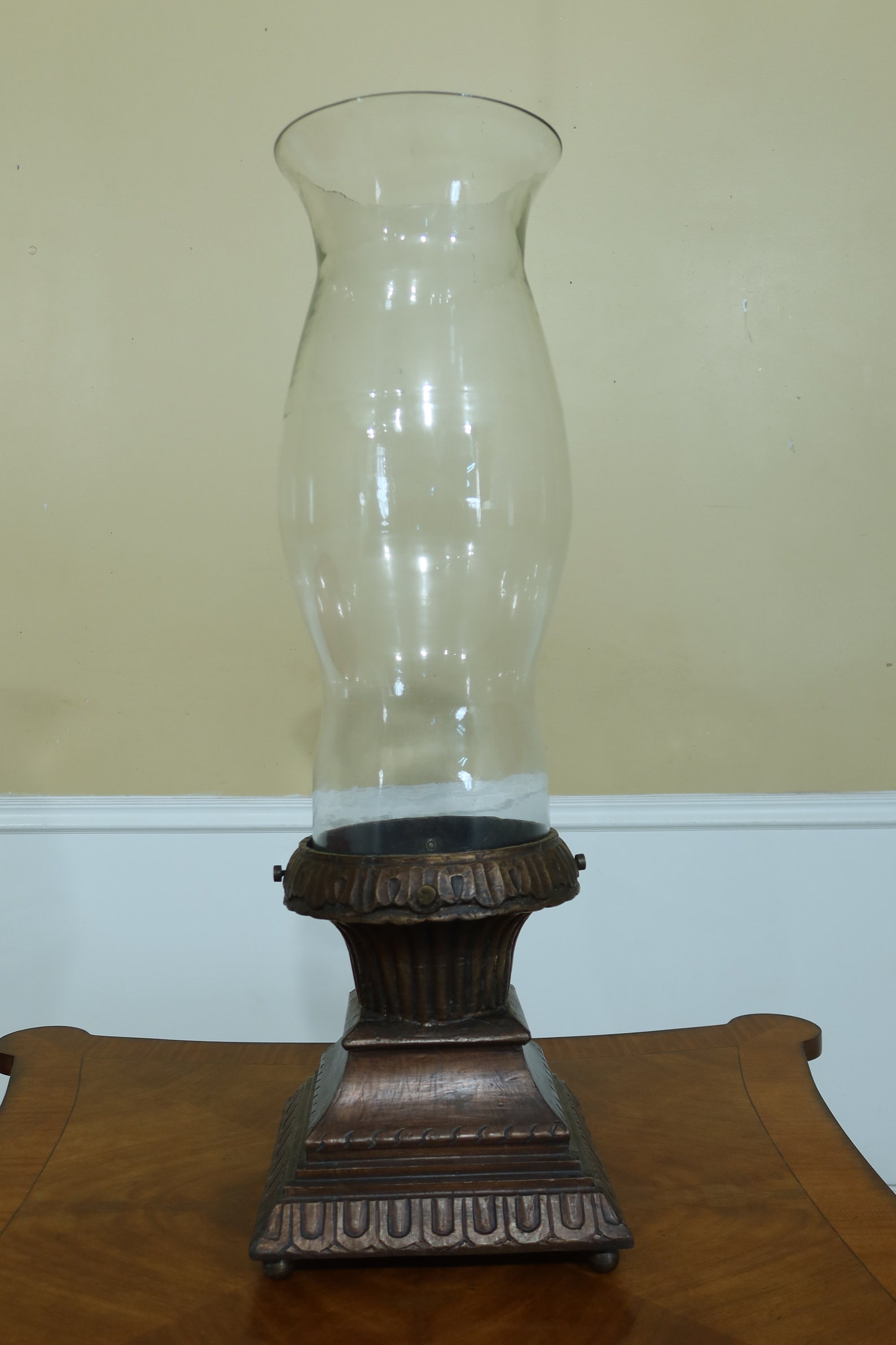 F51088EC Large Hurricane Glass Globe Candle Holder On Stand Etsy