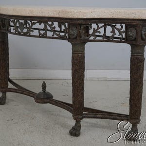 69626: MAITLAND SMITH Travertine Top Bronze Console Table zdjęcie 2