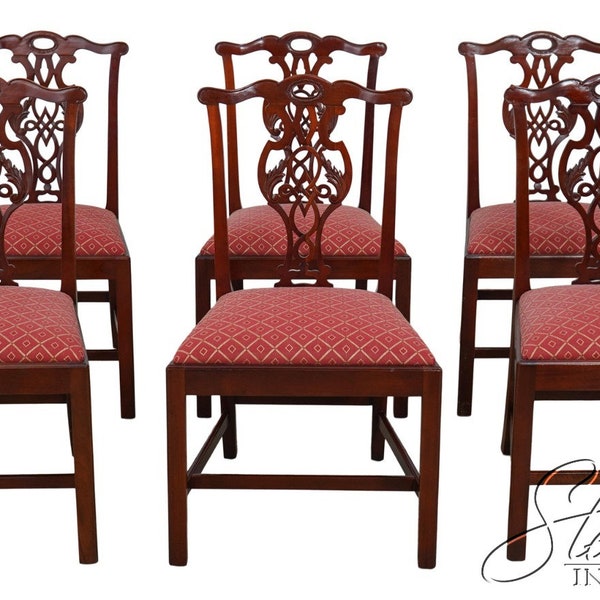 L60919EC: Set of 6 BAKER Chippendale Mahogany Dining Room Chairs