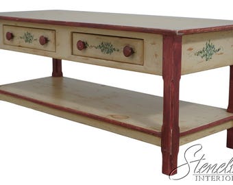 F68051 : Table basse champêtre peinte à la main AMERICAN HERITAGE