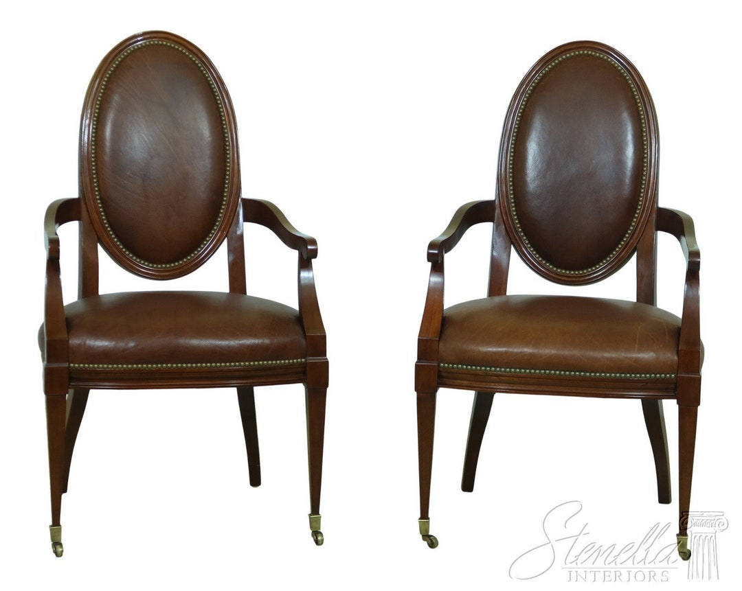 L53598EC Pair COUNCILL CRAFTSMEN Brown Leather Open Armchairs Etsy