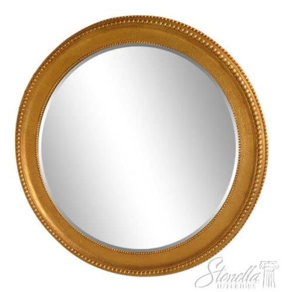 L39221 Friedman Brothers #6969 Large Round Beveled Glass Gold Mirror