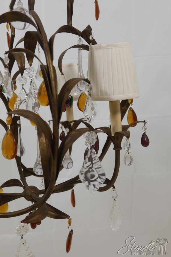 F55567EC CURREY CO Quality Gold Metal Chandelier W. Glass Fruit