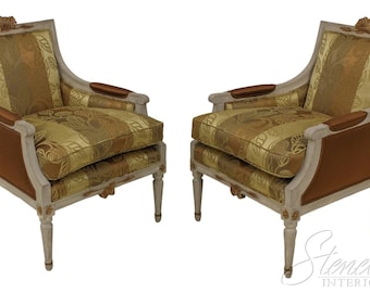 57996EC: Pair Neoclassical Upholstered Bergere Chairs