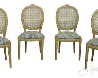 50431EC: Set Of 4 Cane Back Decorator Carved Dining Chairs