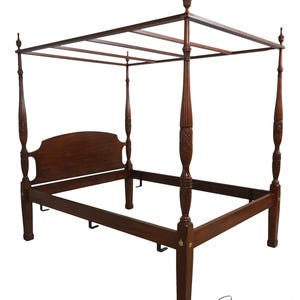 69139: HENKEL HARRIS Walnut Queen Size Poster Canopy Bed