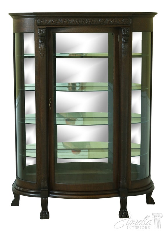 Antique bow front china cabinet deals