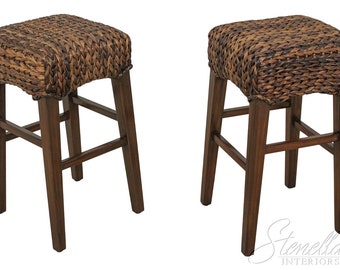 F59646EC: Pair Modern Rush Seat Counter Bar Stools