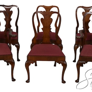 L66300EC: Set of 6 KINDEL Queen Anne Mahogany Dining Room Chairs