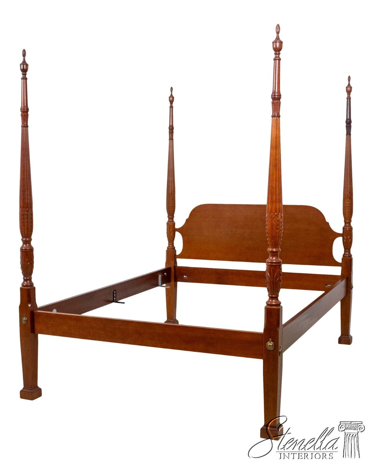 70180: Vintage Queen Size Mahogany Rice Carved 4 Post Poster Bed - Etsy