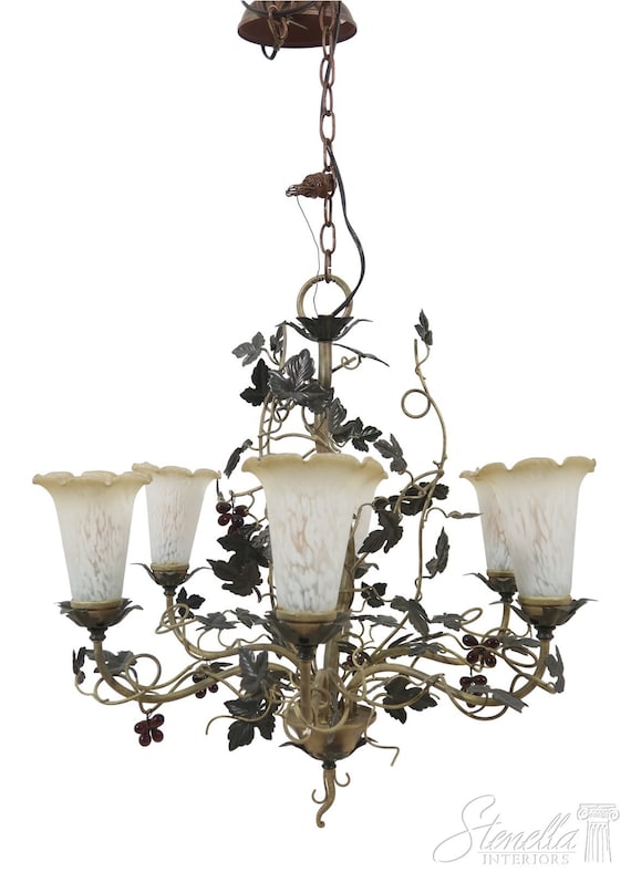 F55568EC Grapevine Design 6 Light Toleware Chandelier Etsy