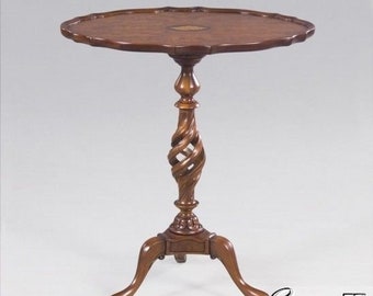 L38106: Wonderful Inlaid Burl Walnut Pierced Carved Occasional Table