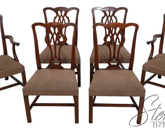 L61695EC: Set of 6 KITTINGER D603 Chippendale Mahogany Dining Room Chairs