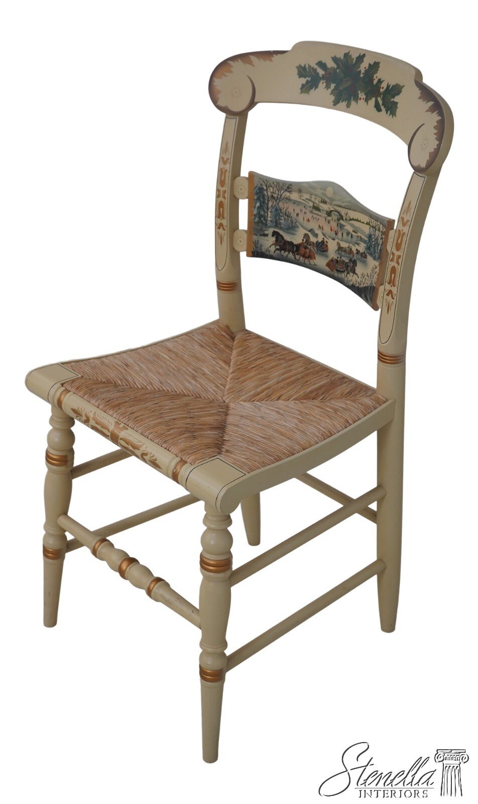 64769EC: HITCHCOCK Limited Edition C.1987 Christmas Side Chair