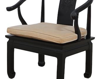 1960s James Mont Style Asian Chinoiserie Ming Horseshoe Chair by