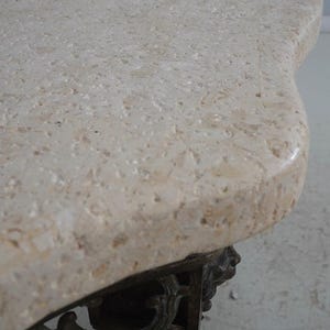 69626: MAITLAND SMITH Travertine Top Bronze Console Table zdjęcie 7