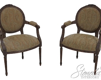 L66752: Pair French Louis XVI Upholstered Armchairs