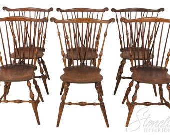 LF57953EC: Set of 6 Vintage 1920s Benchmade Windsor Dining Room Chairs