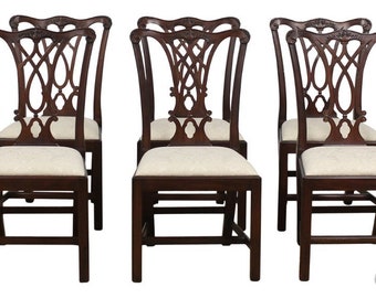 56147EC: Set Of 8 HENKEL HARRIS Model 107 Mahogany Dining Room Chairs