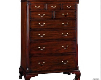 37853EC: HENKEL HARRIS model #175 Chippendale Mahogany New Market High Chest