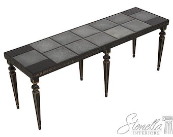 LF69703: Neoclassical Ebony & Smoked Mirror Top Console Table