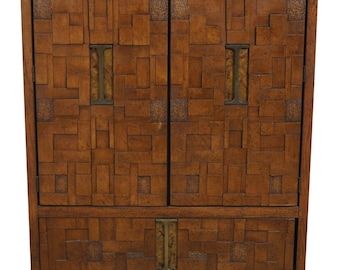 F65232EC: Vintage Brutalist Chest In The Manner Of Paul Evans