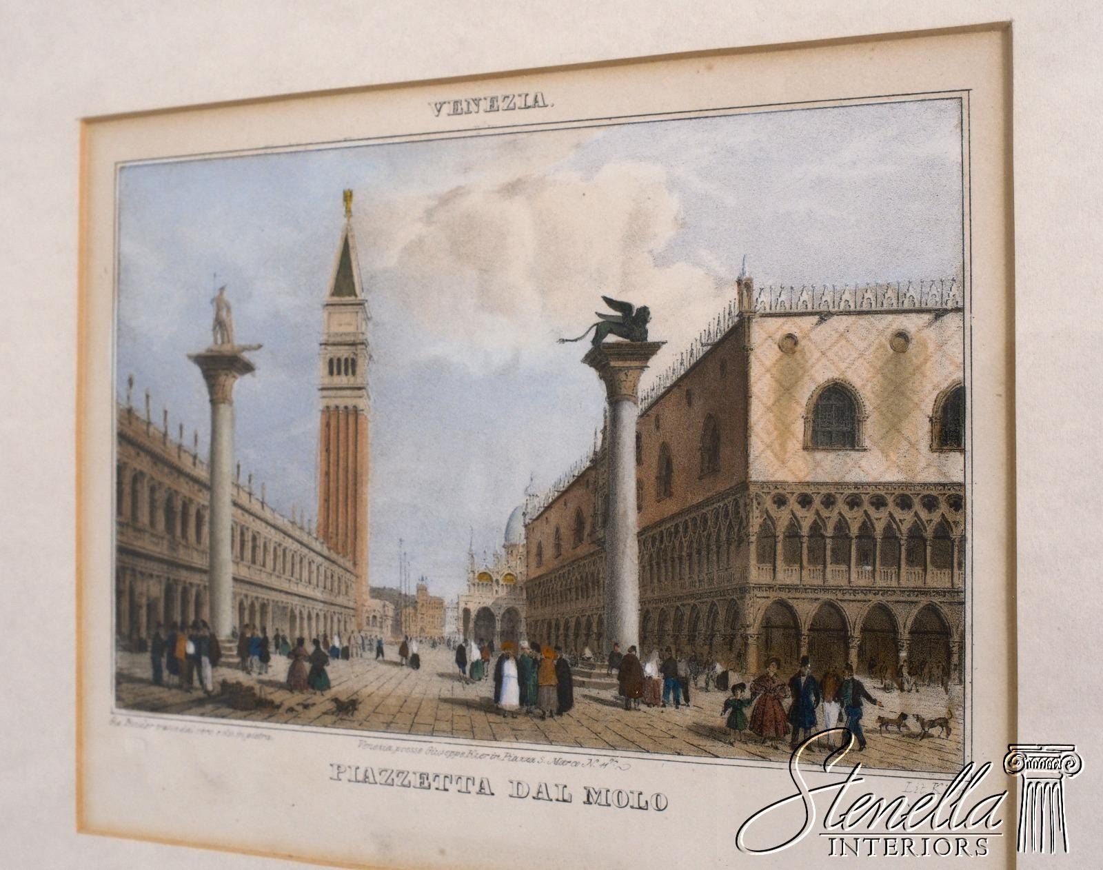 LF68433: Set of 3 Vintage Italian Colored Engraving Etching